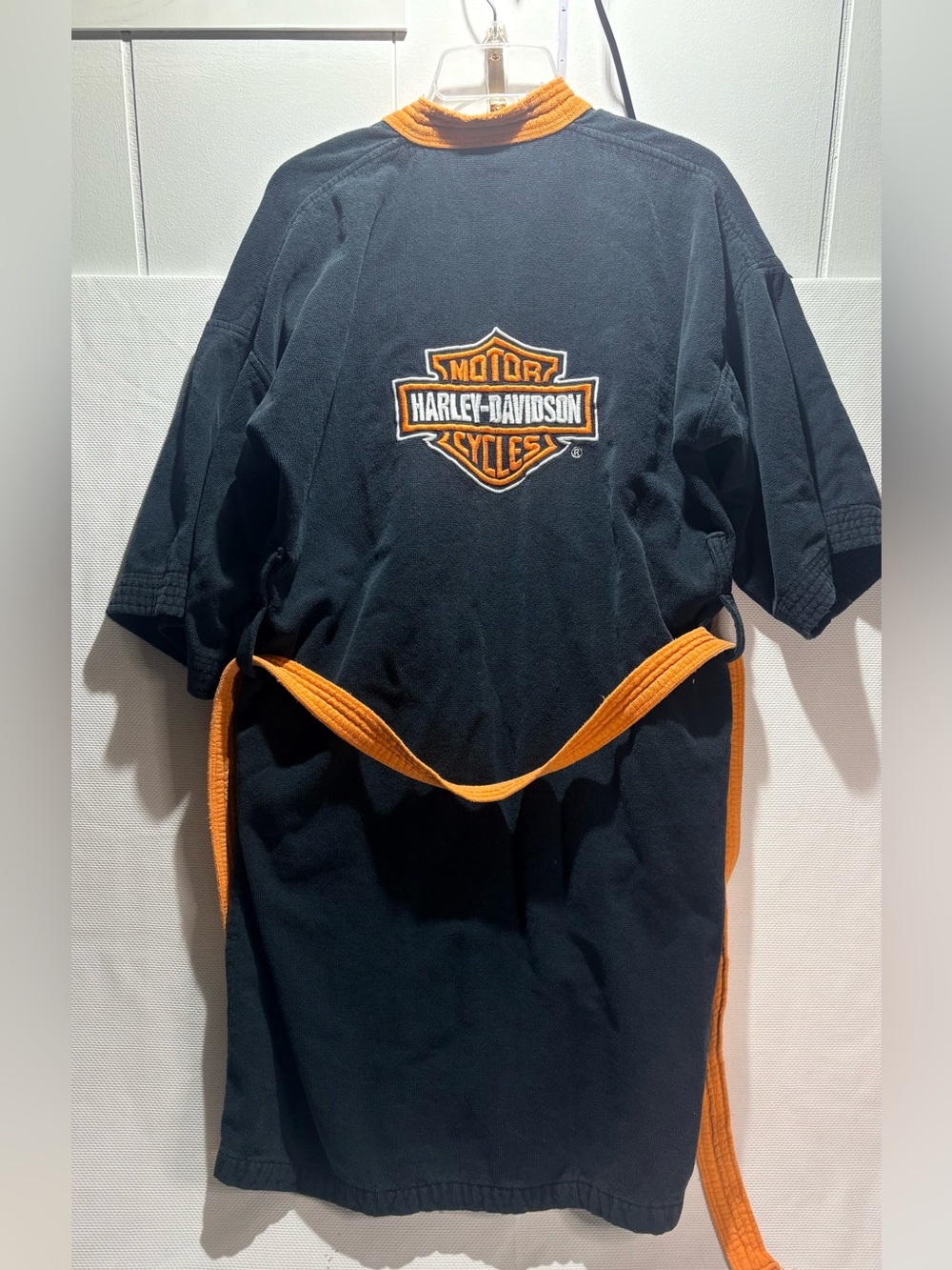 Harley-Davidson Black Robe with Orange Trim and Embroidered Logo